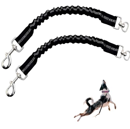 Ruckdämpfer 2er Set ，Verstellbare Hundesicherheitsgurte (45-66cm) für Auto/Reisen 2,5cm Breites Nylonband für Klein Mittel Großhunde ， Stoßabsorbierendes Design mit Karabinerhaken ， Schwarz Doppe von AXOBOG