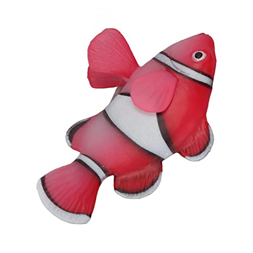 AXOC Beweglicher Clownfisch aus Silikon, HitzebestäNdig, Helle SchöNheit, Aquarium, Schwimmend, Realistischer Clownfisch, Leuchtender Effekt FüR Zuhause Unter Wasser (Rot) von AXOC