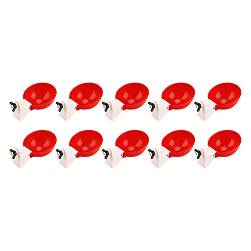 AXOC Hühnerwasserbecher, 10 Stück Hühnerfutterspender aus geflügelsicherem Kunststoff Große rote Schüssel von AXOC