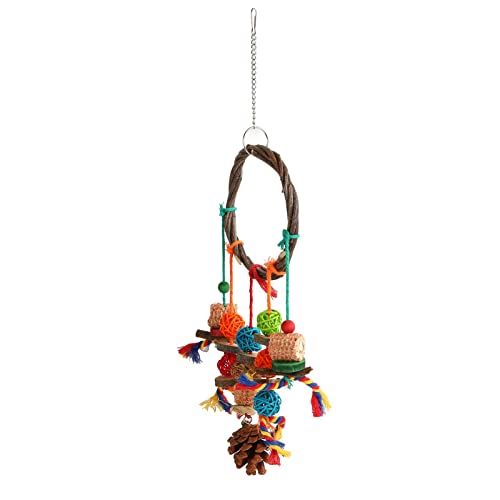 AXOC Vogelschaukel Spielzeug, Lebensmittelfarbe Übungsmuskeln Papageienschaukel Spielzeug Buntes Naturmaterial für Haustiervogel (S) von AXOC