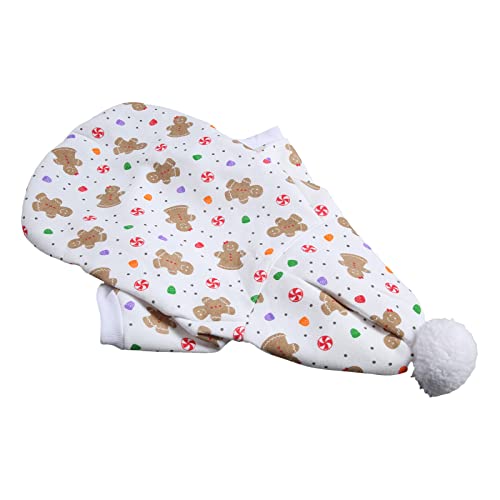 AXOC Warmer Hundemantel Home Soft Christmas Lebkuchenmann Print Cotton Polyester Dog Hoodie (S) von AXOC