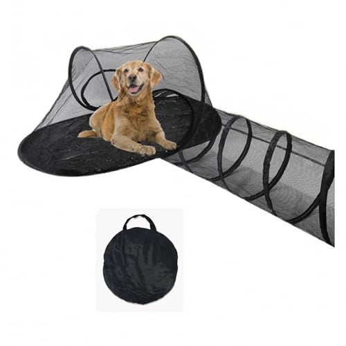 AXTMR Faltbarer Haustierzelt-Tunnel, Outdoor-Camping-Katzen- und Hundekäfig-Moskitonetz, geeignet für kleine Haustiere,Black,117 * 60cm von AXTMR