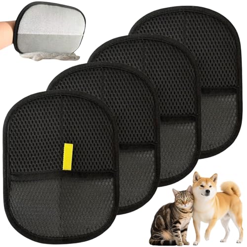 3 Pcs Fellmagnet Handschuh, Doppelseitige Fellhandschuhe Fingerlos, Wiederverwendbare Katzen Handschuhe Fellpflege Katze- Fell Magnet Handschuhe für Glattes und Gesundes Fell, für Kleidung Sofas (3) von AXVRAV