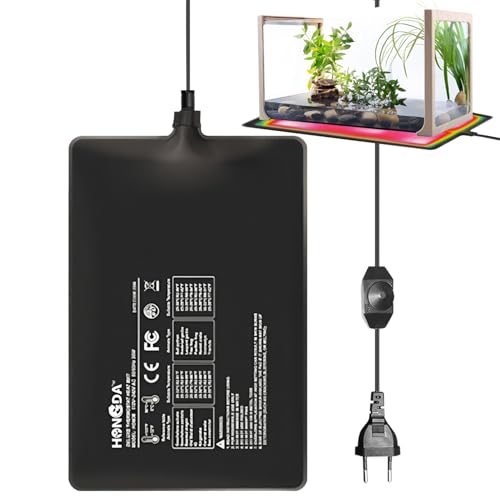 AXVRAV Heizmatte Terrarium 11W mit Thermostat, Regelbar für Reptilien Pflanzen Amphibien, 15x20 cm Heizkissen Wasserdicht und Sicher für Schildkröten Schlangen Eidechsen und Geckos von AXVRAV