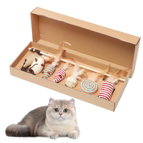 Katzenspielzeug Set aus Naturmaterialien – 7-teilig mit Mäusen Bällen Federn Holzangel, Plastikfrei Nachhaltig Spielzeug für Katzen Allen Alters zur Selbstbeschäftigung, Drinnen wie Draußen Katzenspielzeug Set aus Naturmaterialien – 7-teilig mit Mäusen Bällen Federn Holzangel, Plastikfrei Nachhaltig Spielzeug für Katzen Allen Alters zur Selbstbeschäftigung, Drinnen wie Draußen von AXVRAV
