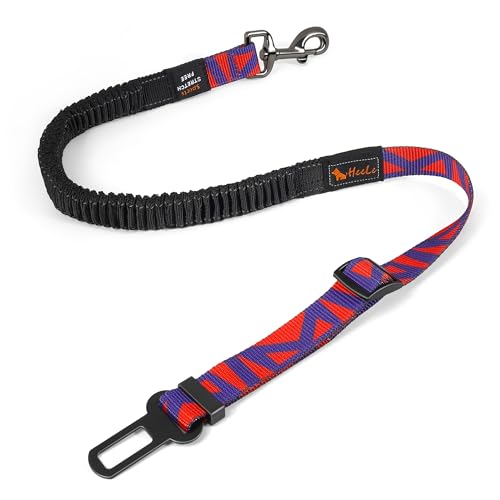 AYADA Anschnallgurt Hund Auto Elastischem Verstellbar Bungee Reflektierendem Nylon,Hundegurt Rückbank Reise Geschirr Sicherheitsgurt fix Gurt Katzen Hausti Leine Zubehör Karabin (Rot) von AYADA