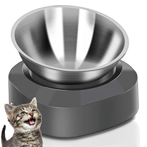 AYADA Erhöhter Futternapf für Katzen, Edelstahl, Katzenfutter Futter und Wasser, Anti-Erbrechen, erhöht, mit Ständer, ergonomisch, angehoben, schräg, geneigt, 15 Winkel, Metall, Einzelnapf Kätzchen AYADA Erhöhter Futternapf für Katzen, Edelstahl, Katzenfutter Futter und Wasser, Anti-Erbrechen, erhöht, mit Ständer, ergonomisch, angehoben, schräg, geneigt, 15 Winkel, Metall, Einzelnapf Kätzchen von AYADA