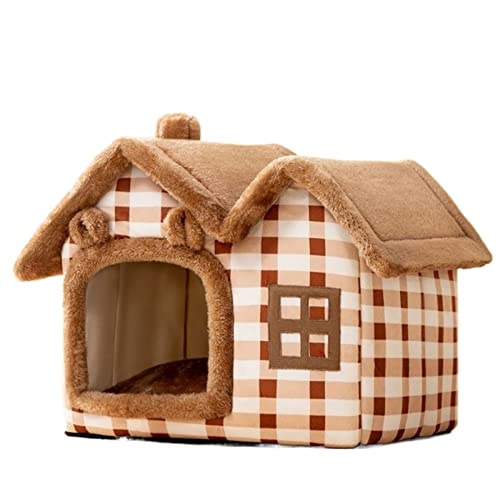 AYBAL Atmungsaktives, warmes Plüsch-Haustierbett, waschbares, weiches Katzenkissen, Zwinger for kleine Metier werdende Hunde, Katzen, Heimtierbedarf (Color : 2, Size : L 49X39CM) von AYBAL