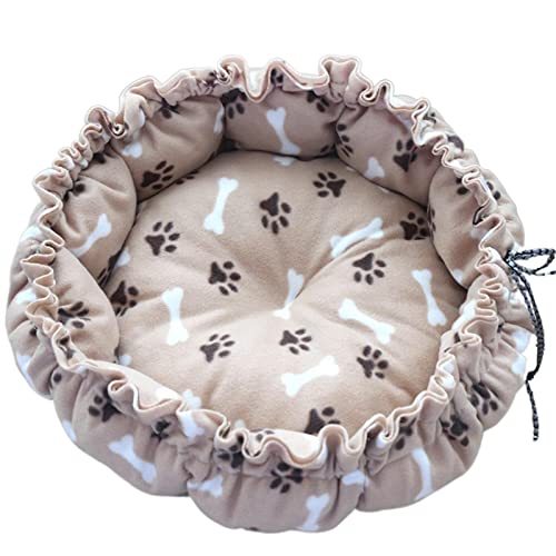 AYBAL Bequemes Haustier-Hunde-Katzenbett, verstellbare Matte, warme Ruhe, runder Korb, Sofa, Hundebett, Heimtierbedarf for verkleinerte, mittelgroße Hunde, Katzenhausbett (Color : Brown paw Print) von AYBAL