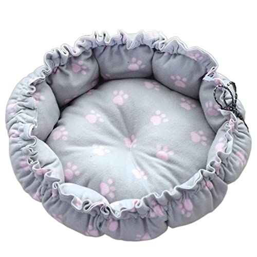 AYBAL Bequemes Haustier-Hunde-Katzenbett, verstellbare Matte, warme Ruhe, runder Korb, Sofa, Hundebett, Heimtierbedarf for verkleinerte, mittelgroße Hunde, Katzenhausbett (Color : Pink paw Print) von AYBAL