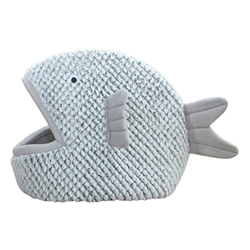 AYBAL Katzennest, originelle Form, Katzenbett, Haustier, Hund, fischförmige Schlafbett-Dekoration (Color : Gray) von AYBAL