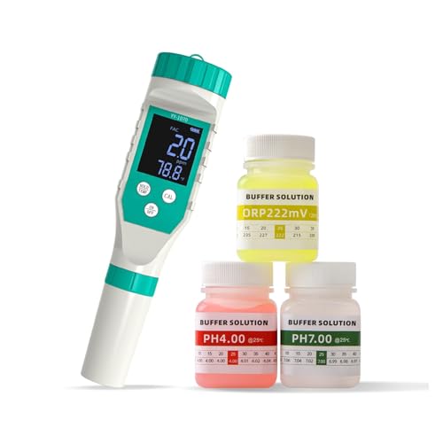 7-in-1-PH-Meter, Salzgehalt-Tester for Schwimmbäder, IP67, wasserdicht, for Aquarien, Aquakulturen, Spas, Pools(with Calibration Kit) von AYJYZHIAG