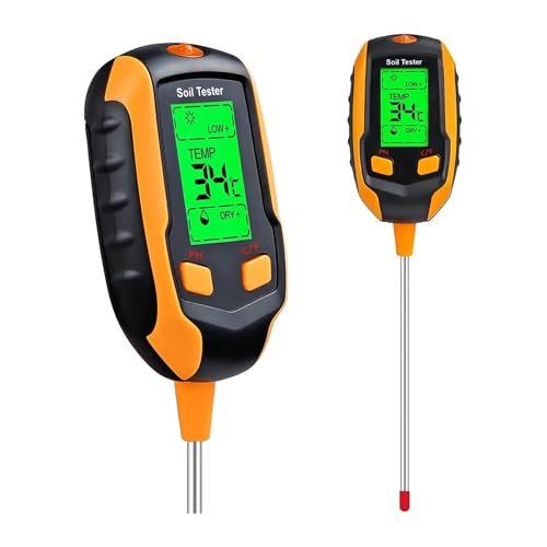 AYJYZHIAG 4-in-1-Digital-Bodentester, LCD-Hintergrundbeleuchtung, pH-Wert, Feuchtigkeit, Temperatur, Sonnenlichtintensität, Top-Gartengerät von AYJYZHIAG