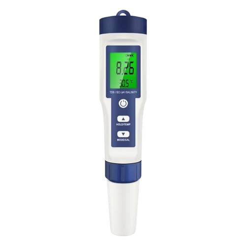 AYJYZHIAG 5-in-1-Digital-PH-TDS-EC-Meter-Stift, Salzgehalt-Temperatur-Tester, Leitfähigkeitsfilter-Reinheit mit Hintergrundbeleuchtung for Aquarienwasser(Meter with Backlight) von AYJYZHIAG