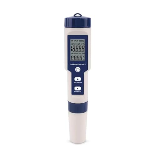 AYJYZHIAG 5-in-1-TDS/EC/PH/Salzgehalt/Temperaturmessgerät, digitaler Wasserqualitäts-Monitor-Tester for Pools, Trinkwasser, Aquarien(No Backlight) von AYJYZHIAG