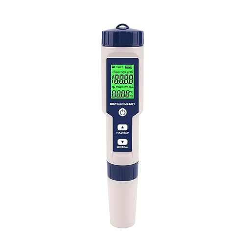 AYJYZHIAG 5-in-1-TDS/EC/PH/Salzgehalt/Temperaturmessgerät, digitaler Wasserqualitäts-Monitor-Tester for Pools, Trinkwasser, Aquarien(PH EC TDS Salt Temp) von AYJYZHIAG