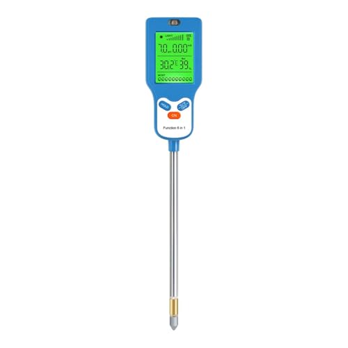 AYJYZHIAG 6-in-1-Bodenmessgerät, 90 °-Drehung, Feuchtigkeits-/Fruchtbarkeits-Boden-PH-Tester, Temperatur, Luftfeuchtigkeit, Sonnenlicht-Lichtdetektor for den Garten von AYJYZHIAG