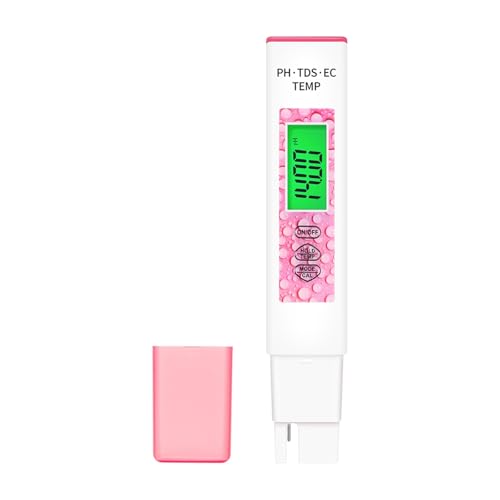 AYJYZHIAG Digitaler 4-in-1-Wasserqualitätstester, hochpräzises PH-Meter, PH, TDS, EC, Temp-Teststift mit hochempfindlicher Sonde for Aquarien(Pink) von AYJYZHIAG