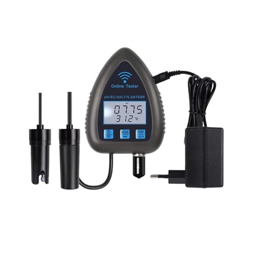 WiFi 5 in 1 Wasserqualitätstester PH/TDS/Temp/EC/SG/Salzgehalt-Messgerät-Monitor Digitales LCD-PH-Meter for Pools, Aquarien, Hydrokultur(PH TDS Salt S.G Temp) von AYJYZHIAG