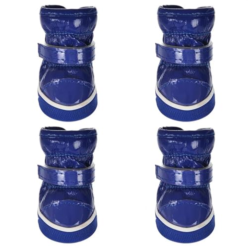 Hundeschuhe,Pfotenschutz Hund Hunde Schuhe Schuhe Regen Winter Hund 4 Teile/Satz Zubehör Haustier Wasserdicht Schnee Slip(Blue,3) von AYKANING