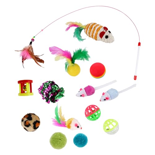 AYKHDS Katzenspielzeug, interaktives Katzenspielzeug, sortiertes Katzenspielzeug mit Katzenfeder-Teaser, bunte Bälle, interaktives Katzenspielzeug für Indoor-Katzen, 20 Stück AYKHDS Katzenspielzeug, interaktives Katzenspielzeug, sortiertes Katzenspielzeug mit Katzenfeder-Teaser, bunte Bälle, interaktives Katzenspielzeug für Indoor-Katzen, 20 Stück von AYKHDS