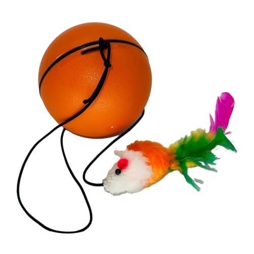 AYKHDS Katzenspielzeug für Indoor-Katzen, Wicked Ball Katzenspielzeug, Katzenspielzeug, Hundespielzeug mit Plüschmaus, Automatisch Beweglicher Hüpfender Rotierender Ball, Springender Aktivierungsball von AYKHDS
