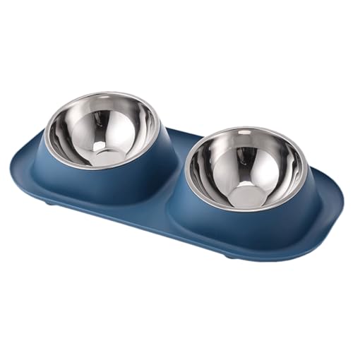 Doppelter Hundenapf, Katzennapf, Anti-Erbrechen, Edelstahl Pet Feeder Bowls, rutschfeste Doppel-Hunde-Wasser- und Futternäpfe für kleine Welpen, Katzen, Hunde und mittelgroße Haustiere (Blau) von AYKHDS