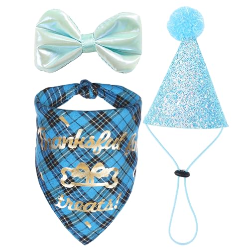 Hundegeburtstagsdekoration, Hundegeburtstagsparty-Zubehör, niedliches Haustier-Geburtstagsparty, Bandana-Hut mit Fliege für den 1. Geburtstag (blau) von AYKHDS