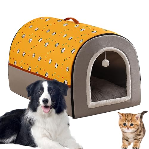 Winter-Katzenhaus Indoor Pet House Warm Pet Bed Cat Hideaway with Plush Ball Foldable Cat Houses & Condos Cat Cubes Cat Hideaway Cute Modern Cat Condo for Multi Small Pet Large Kitten Kitty (S) von AYKHDS