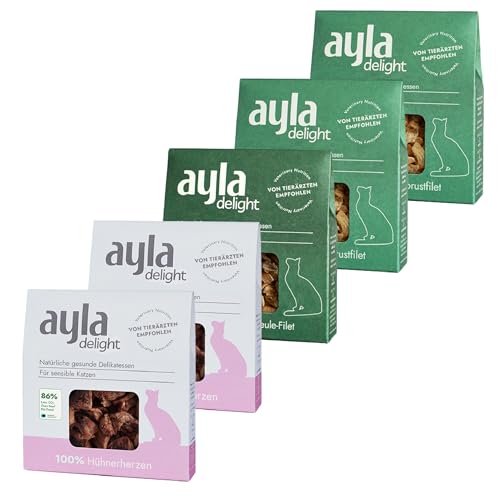 Premium Gefriergetrocknetes | 5er Bundle Hühner-Mix | 2X Hühnerbrust, 2X Hühnerherzen, 1x Hühnerschenkel | Proteinreich für Fell & Muskulatur | Für Kitten & Erwachsene Katzen | AYLA Premium Gefriergetrocknetes | 5er Bundle Hühner-Mix | 2X Hühnerbrust, 2X Hühnerherzen, 1x Hühnerschenkel | Proteinreich für Fell & Muskulatur | Für Kitten & Erwachsene Katzen | AYLA von AYLA