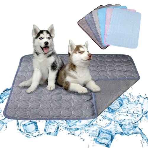 AYLIORUY Kühlmatte für Hunde, selbstkühlende Decke, waschbar, Kühlkissen für Hunde, Haustier-Kühlmatte, hält Eisseide, wiederverwendbare Kühlmatte, Dunkelgrau, XS von AYLIORUY
