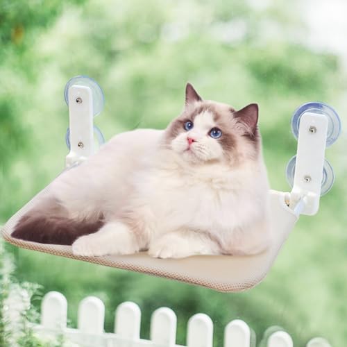 Faltbare Katzenfensterstange Kabellose Katzenfensterhängematte mit 4 Saugnäpfen Wendeabdeckung Stabiler Metallrahmen Katzenfensterbett für Katzen Fensterbank Beige Klein Faltbare Katzenfensterstange Kabellose Katzenfensterhängematte mit 4 Saugnäpfen Wendeabdeckung Stabiler Metallrahmen Katzenfensterbett für Katzen Fensterbank Beige Klein von AYLIORUY