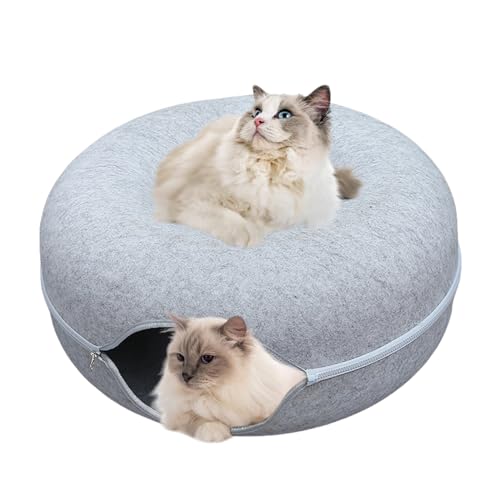 Katzentunnelbett Peekaboo Katzenhöhle Katzenhütte für Innenkatzen Donut Katzenbett Kratzer abnehmbar und waschbar klein hellgrau Katzentunnelbett Peekaboo Katzenhöhle Katzenhütte für Innenkatzen Donut Katzenbett Kratzer abnehmbar und waschbar klein hellgrau von AYLIORUY