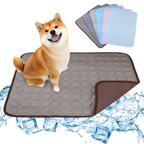 Kühlmatte für Hunde, waschbar, Haustier-Kühlmatte, Eisseide, faltbar, selbstkühlend, für Hundebett, Katze, Kaninchen und Meerschweinchen, Braun, XXL Kühlmatte für Hunde, waschbar, Haustier-Kühlmatte, Eisseide, faltbar, selbstkühlend, für Hundebett, Katze, Kaninchen und Meerschweinchen, Braun, XXL von AYLIORUY