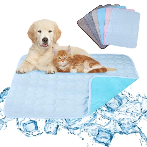 Kühlmatte für Hunde, waschbar, Kühlmatte, Eisseide, faltbar, selbstkühlend, für Hundebett, Katze, Kaninchen und Meerschweinchen, Azurblau, XL Kühlmatte für Hunde, waschbar, Kühlmatte, Eisseide, faltbar, selbstkühlend, für Hundebett, Katze, Kaninchen und Meerschweinchen, Azurblau, XL von AYLIORUY