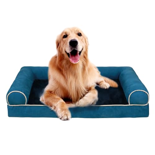 Memory Foam Hundebett mit Nackenrolle, kühlendes Hundebetten für mittelgroße Hunde, wasserdicht, orthopädisches Hundebett mit abnehmbarem waschbarem Bezug, Hundesofa, Blau, L Memory Foam Hundebett mit Nackenrolle, kühlendes Hundebetten für mittelgroße Hunde, wasserdicht, orthopädisches Hundebett mit abnehmbarem waschbarem Bezug, Hundesofa, Blau, L von AYLIORUY