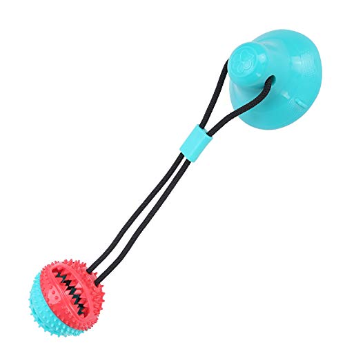 AYNEFY Hundekauen -Saugnapfkugel, Gummi Interaktive Hundefutter -Spendkugel mit Seil und Kupferglocke für die Reinigung und Verlobung für die Zähne (Rotblau) von AYNEFY