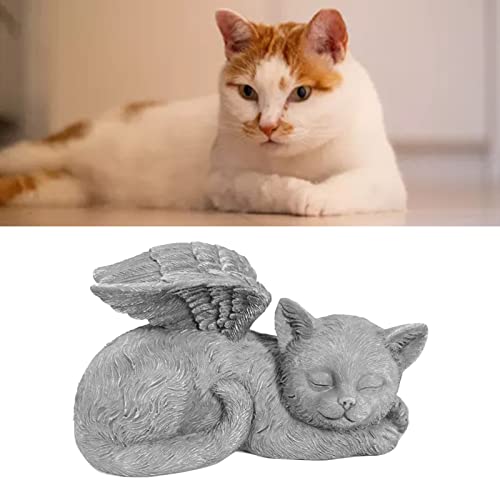 AYNEFY Pet Memorial Angel Statue Garden Skulptur Schlafender Tribut Monument Wetterfestes Handgeschnitzte Synthetik für PET-Verluste mit Eleganten Linien (Engelskatze) von AYNEFY
