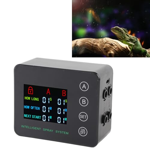 Reptilien-Luftbefeuchter mit Doppelpumpe, Farbbildschirm, Verstellbarer Düse, Automatischem Sprühen für Aquarien und Terrarien, ABS, PE, Kupfer von AYNEFY