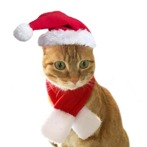 AYNKH 2-teiliges Haustier-Weihnachtskostüm-Set – Hut und Schal für Hunde und Katzen, Plüsch, verstellbar, für Urlaubsdekoration, geeignet für kleine und große Haustiere (L) AYNKH 2-teiliges Haustier-Weihnachtskostüm-Set – Hut und Schal für Hunde und Katzen, Plüsch, verstellbar, für Urlaubsdekoration, geeignet für kleine und große Haustiere (L) von AYNKH