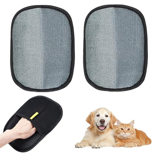 AYNKH 2 x Handschuhe zur statischen Entfernung von Haustierhaaren, wiederverwendbar, doppelseitig, vielseitig verwendbar, Bürstenhandschuhe für Hunde und Katzen, Enthaarung, Kleidung, Couch, Teppich von AYNKH