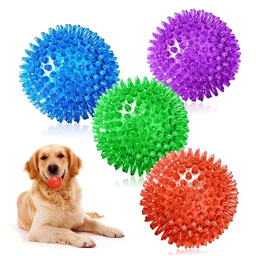 AYNKH 4 Stück Quietschende Hundeball Spielzeug, Unzerstörbare Kauen Spiky Bälle für Welpen Kleine Mittlere Hunde Saubere Zähne Und Training Schwimmfähig Pool Spielzeug Werfen Apportieren Gummibälle AYNKH 4 Stück Quietschende Hundeball Spielzeug, Unzerstörbare Kauen Spiky Bälle für Welpen Kleine Mittlere Hunde Saubere Zähne Und Training Schwimmfähig Pool Spielzeug Werfen Apportieren Gummibälle von AYNKH