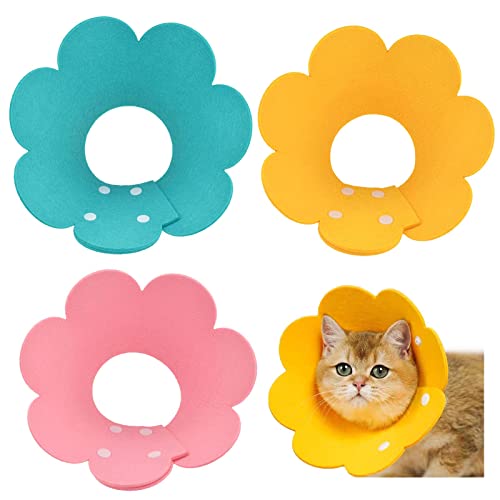 AYNKH Haustier-Halsband für Hunde und Katzen, verstellbar und schützend nach Operationen, mit Blumen-Design, mehrfarbig, 3 Stück von AYNKH
