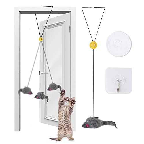 AYNKH Selbstspielspielzeug für Katzen, 3 Möglichkeiten, interaktive hängende Türmaus für Kätzchen, Jagd, Training, beseitigt Langeweile von AYNKH