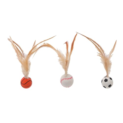 AYOrpeg Interaktives Federballspielzeug für Katzen Katzenspielzeug Bälle mit Feder Interaktives Katzenspielzeug Hohe Elastizität Silikon für Bewegung (D, One Size) von AYOrpeg