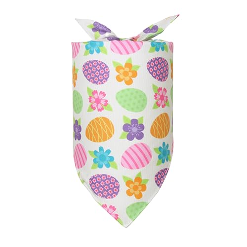 AYOrpeg Ostern Hund Bandana Kaninchen Osterei Muster Ostern Hund Halstuch einstellbar Dreieck Welpen Ostereier Hund Dreiecksschal Haustier Schal (H, S) von AYOrpeg