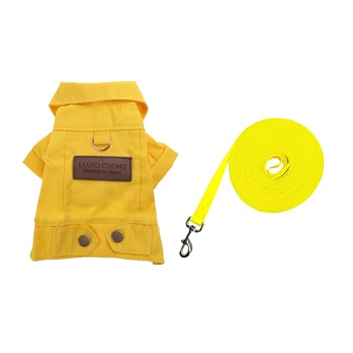 AYPOHU Hundejacke mit Leine für kleine und mittelgroße Hunde - Gelb, XL, Wasserdicht, Multifunktional, Polyester, Winter, Herbst von AYPOHU