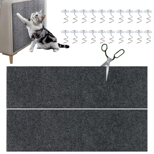 AYSYR 2 Stück Kratzmatte Selbstklebend mit 20 Sofaschnallen,Kratzmatte Katze 30×100cm,Kratzschutz Sofa Katze für DIY Climbing Cat Scratcher,Katzen Kratzmatte für Möbel Couch Tür Schutz von AYSYR