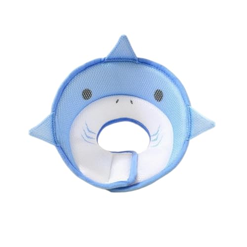 Halskrause Katze Haustier-Kegelhalsband, Anti-Biss-Halsband, Hut, Leckschutz, verstellbares Kegelhalsband for Katzen, Welpen, geschützt nach der Operation(Color:Blue Shark,Size:Extra Large) von AYWTIUN