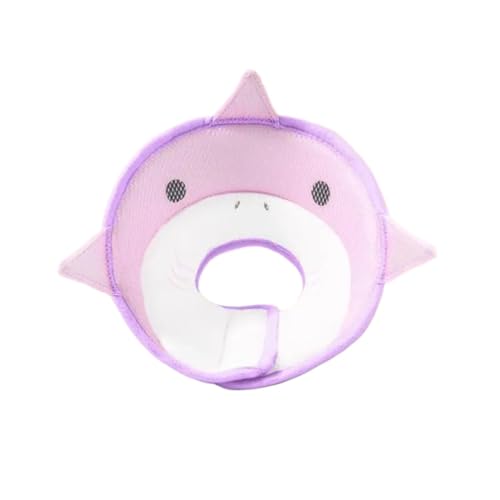 Halskrause Katze Haustier-Kegelhalsband, Anti-Biss-Halsband, Hut, Leckschutz, verstellbares Kegelhalsband for Katzen, Welpen, geschützt nach der Operation(Color:Pink Shark,Size:Medium Size) von AYWTIUN